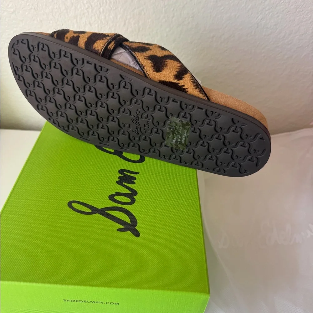 Sam Edelman Tan Leopard Print Women's Sandals size 5.5 new - Picture 3 of 5